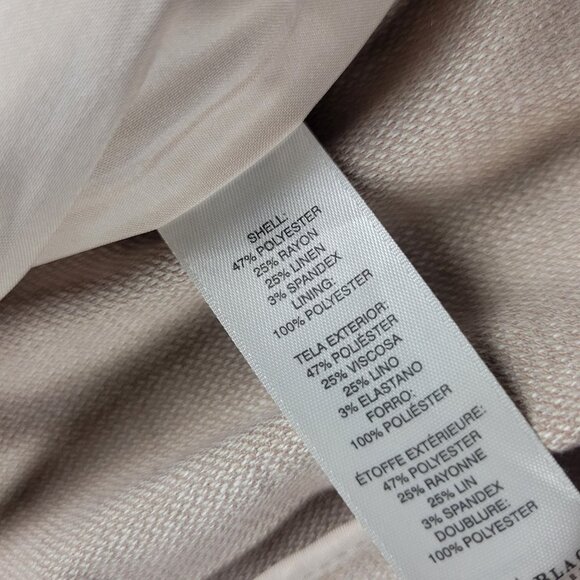 White House Black Market Blazer Womens 14 Beige Linen Blend Lined Short Sleeve - Picture 6 of 8